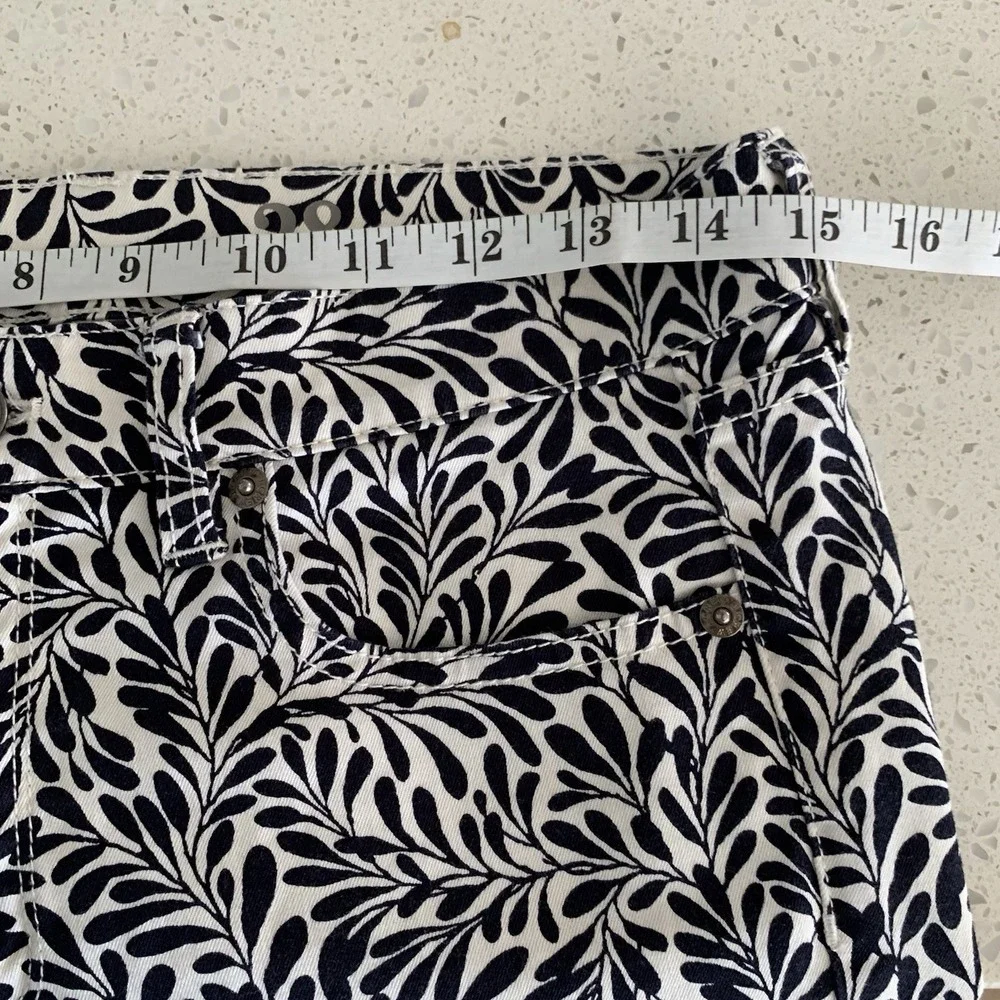 J Crew Midrise Toothpick Pants Black White Floral Print Size 29‎